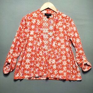 Josephine Petite Kimono Cardigan Top Womens PS Orange Tie Dye Floral Lightweight